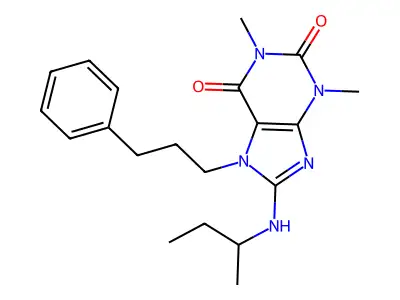 8-(Butan-2-ylamino)-1,3-dimethyl-7-(3-phenylpropyl)purine-2,6-dione structure