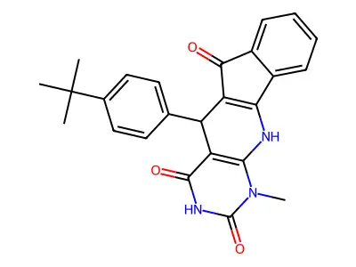 5-(4-(tert-butyl)phenyl)-1-methyl-1H-indeno[2',1':5,6]pyrido[2,3-d]pyrimidine-2,4,6(3H,5H,11H)-trione structure