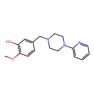 2-Methoxy-5-[(4-pyridin-2-ylpiperazin-1-ium-1-yl)methyl]phenolate structure