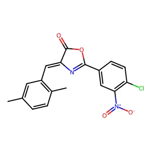 (Z)-2-(4-chloro-3-nitrophenyl)-4-(2,5-dimethylbenzylidene)oxazol-5(4H)-one structure
