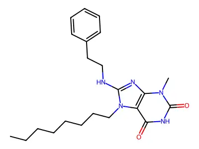 3-Methyl-7-octyl-8-[(2-phenylethyl)amino]-1,3,7-trihydropurine-2,6-dione structure