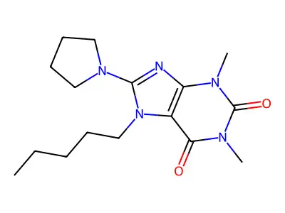 1,3-Dimethyl-7-pentyl-8-pyrrolidin-1-yl-3,7-dihydro-purine-2,6-dione structure
