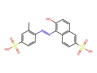 6-Hydroxy-5-((2-methyl-4-sulphophenyl)azo)naphthalene-2-sulphonic acid structure