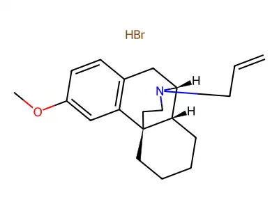 3-Methoxy-17-(prop-2-en-1-yl)morphinan--hydrogen bromide (1/1) structure