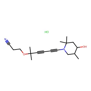 3-((5-(4-Hydroxy-2,2,5-trimethyl-1-piperidinyl)-1,1-dimethyl-2,4-pentadiynyl)oxy)propanenitrile monohydrochloride structure