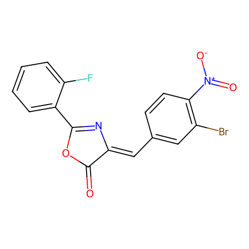 (Z)-4-(3-bromo-4-nitrobenzylidene)-2-(2-fluorophenyl)oxazol-5(4H)-one structure