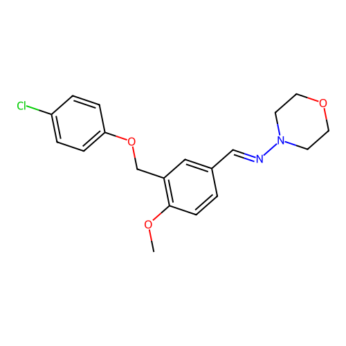 N-{3-[(4-chlorophenoxy)methyl]-4-methoxybenzylidene}-4-morpholinamine structure