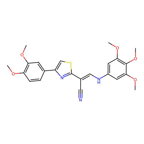 (2E)-2-[4-(3,4-dimethoxyphenyl)-1,3-thiazol-2-yl]-3-[(3,4,5-trimethoxyphenyl)amino]prop-2-enenitrile structure