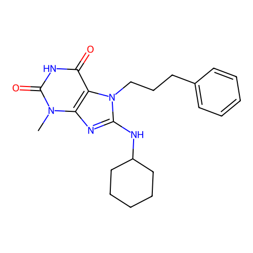 8-(Cyclohexylamino)-3-methyl-7-(3-phenylpropyl)-1,3,7-trihydropurine-2,6-dione structure