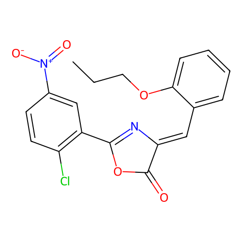(Z)-2-(2-chloro-5-nitrophenyl)-4-(2-propoxybenzylidene)oxazol-5(4H)-one structure