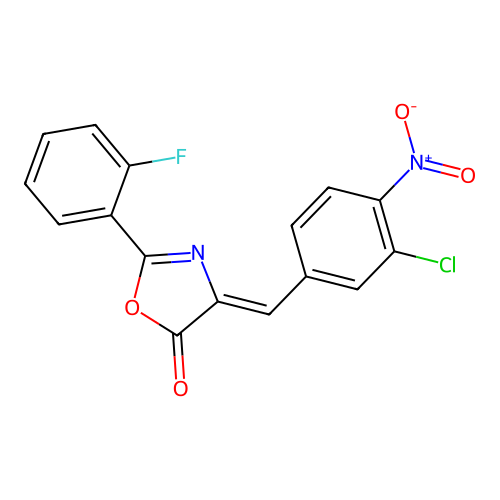 (4Z)-4-(3-chloro-4-nitrobenzylidene)-2-(2-fluorophenyl)-1,3-oxazol-5(4H)-one structure