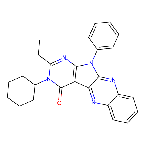 3-cyclohexyl-2-ethyl-11-phenyl-3,11-dihydro-4H-pyrimido[5',4':4,5]pyrrolo[2,3-b]quinoxalin-4-one structure