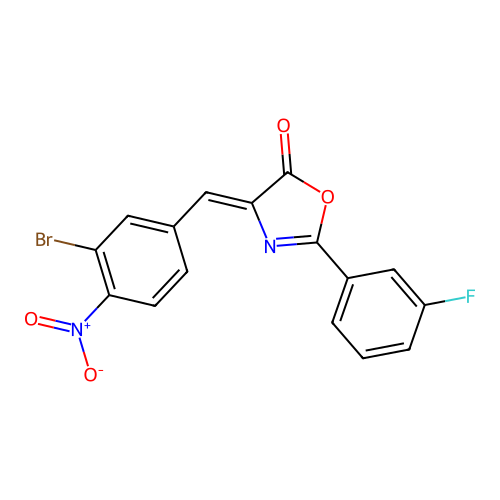 (Z)-4-(3-bromo-4-nitrobenzylidene)-2-(3-fluorophenyl)oxazol-5(4H)-one structure