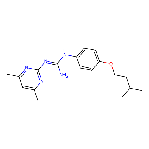 N-(4,6-Dimethyl-pyrimidin-2-yl)-N'-[4-(3-methyl-butoxy)-phenyl]-guanidine structure