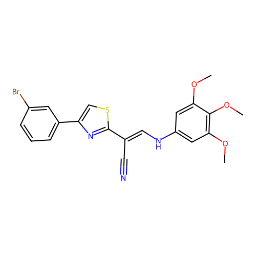 (E)-2-(4-(3-bromophenyl)thiazol-2-yl)-3-((3,4,5-trimethoxyphenyl)amino)acrylonitrile structure
