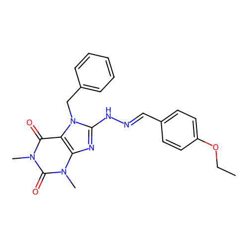 7-benzyl-8-[(2E)-2-(4-ethoxybenzylidene)hydrazinyl]-1,3-dimethyl-3,7-dihydro-1H-purine-2,6-dione structure