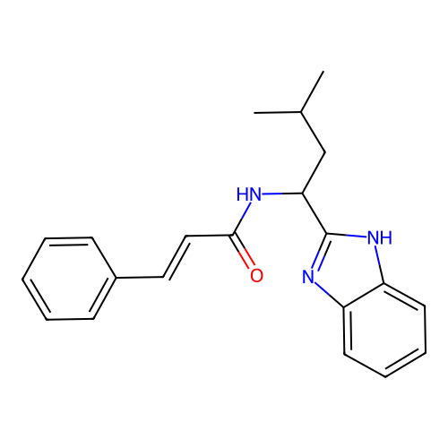 (2E)-N-[1-(1H-benzimidazol-2-yl)-3-methylbutyl]-3-phenylprop-2-enamide structure