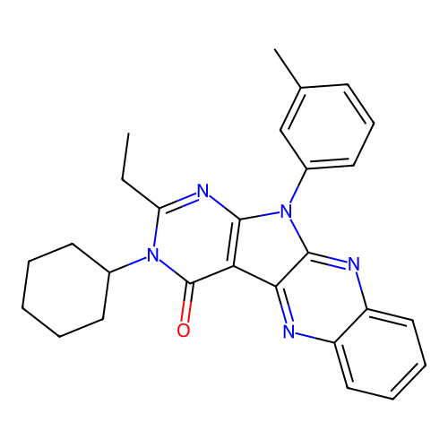 3-cyclohexyl-2-ethyl-11-(3-methylphenyl)-3,11-dihydro-4H-pyrimido[5',4':4,5]pyrrolo[2,3-b]quinoxalin-4-one structure