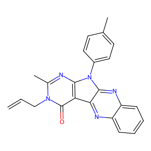 2-methyl-11-(4-methylphenyl)-3-(prop-2-en-1-yl)-3,11-dihydro-4H-pyrimido[5',4':4,5]pyrrolo[2,3-b]quinoxalin-4-one structure