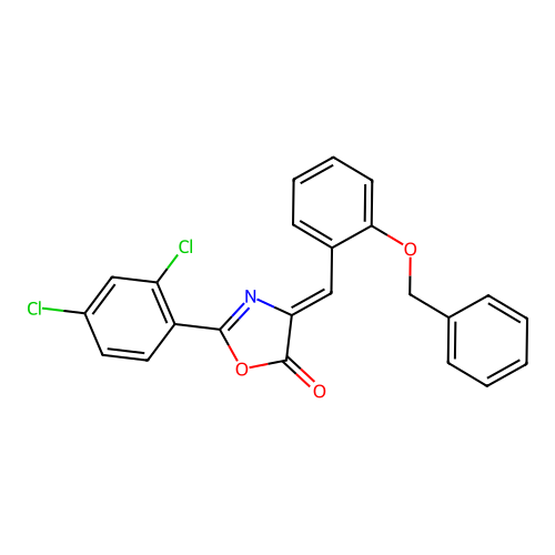 (4Z)-4-[2-(benzyloxy)benzylidene]-2-(2,4-dichlorophenyl)-1,3-oxazol-5(4H)-one structure