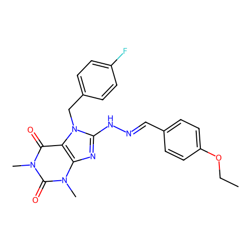 8-{2-[(4-ethoxyphenyl)methylidene]hydrazin-1-yl}-7-[(4-fluorophenyl)methyl]-1,3-dimethyl-2,3,6,7-tetrahydro-1H-purine-2,6-dione structure