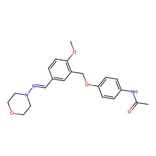 N-[4-({2-methoxy-5-[(E)-(morpholin-4-ylimino)methyl]benzyl}oxy)phenyl]acetamide structure