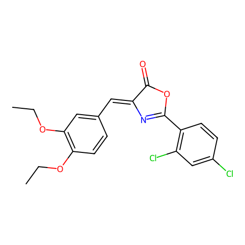 (Z)-2-(2,4-dichlorophenyl)-4-(3,4-diethoxybenzylidene)oxazol-5(4H)-one structure