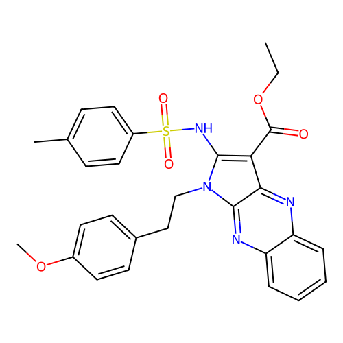 ethyl 1-(4-methoxyphenethyl)-2-(4-methylphenylsulfonamido)-1H-pyrrolo[2,3-b]quinoxaline-3-carboxylate structure