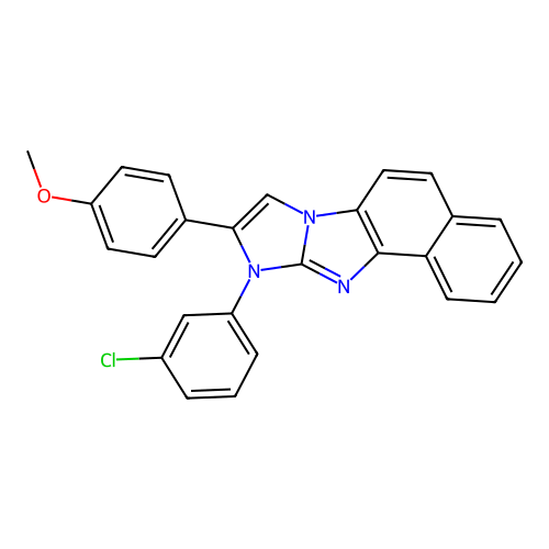 10-(3-chlorophenyl)-9-(4-methoxyphenyl)-10H-imidazo[1,2-a]naphtho[1,2-d]imidazole structure