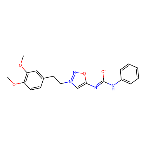 Sydnone imine, 3-(2-(3,4-dimethoxyphenyl)ethyl)-N-((phenylamino)carbonyl)- structure