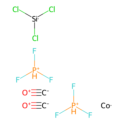 Cobalt, dicarbonyl(bis(phosphorus trifluoride)(trichlorosilyl)- structure