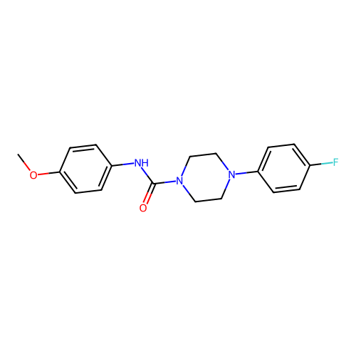 4-(4-fluorophenyl)-N-(4-methoxyphenyl)piperazine-1-carboxamide structure