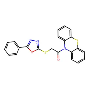1-Phenothiazin-10-yl-2-[(5-phenyl-1,3,4-oxadiazol-2-yl)sulfanyl]ethanone structure