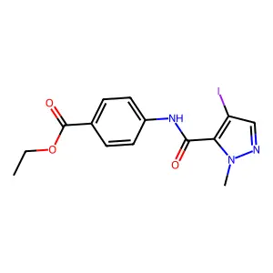 ethyl 4-{[(4-iodo-1-methyl-1H-pyrazol-5-yl)carbonyl]amino}benzoate structure