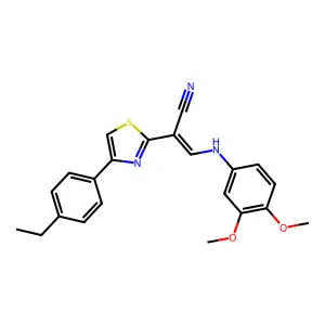 (E)-3-((3,4-dimethoxyphenyl)amino)-2-(4-(4-ethylphenyl)thiazol-2-yl)acrylonitrile structure