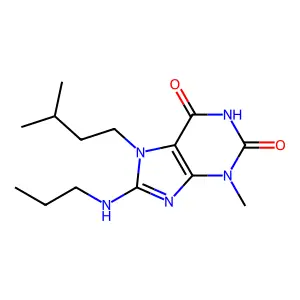 7-isopentyl-3-methyl-8-(propylamino)-1H-purine-2,6(3H,7H)-dione structure
