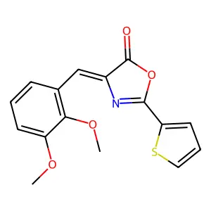 (4Z)-4-[(2,3-dimethoxyphenyl)methylidene]-2-thiophen-2-yl-1,3-oxazol-5-one structure