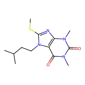 7-isopentyl-1,3-dimethyl-8-(methylthio)-1H-purine-2,6(3H,7H)-dione structure