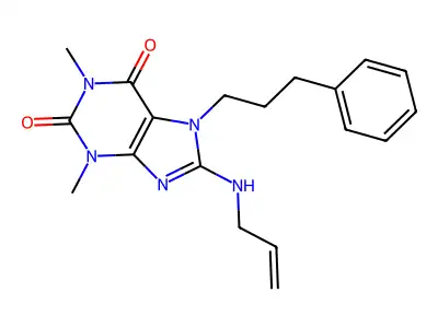 1,3-Dimethyl-7-(3-phenylpropyl)-8-(prop-2-enylamino)purine-2,6-dione structure