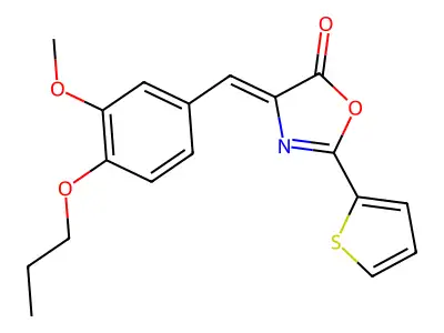 (4Z)-4-[(3-methoxy-4-propoxyphenyl)methylidene]-2-thiophen-2-yl-1,3-oxazol-5-one structure
