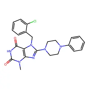 7-(2-chlorobenzyl)-3-methyl-8-(4-phenylpiperazin-1-yl)-1H-purine-2,6(3H,7H)-dione structure