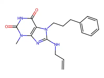 8-Allylamino-3-methyl-7-(3-phenyl-propyl)-3,7-dihydro-purine-2,6-dione structure