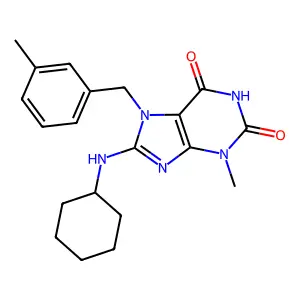 8-(cyclohexylamino)-3-methyl-7-(3-methylbenzyl)-1H-purine-2,6(3H,7H)-dione structure