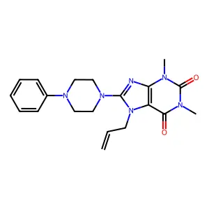 7-allyl-1,3-dimethyl-8-(4-phenylpiperazin-1-yl)-1H-purine-2,6(3H,7H)-dione structure