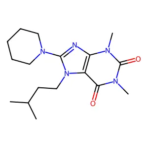 7-isopentyl-1,3-dimethyl-8-(piperidin-1-yl)-1H-purine-2,6(3H,7H)-dione structure