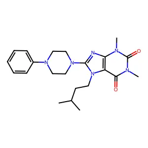 7-isopentyl-1,3-dimethyl-8-(4-phenylpiperazin-1-yl)-1H-purine-2,6(3H,7H)-dione structure