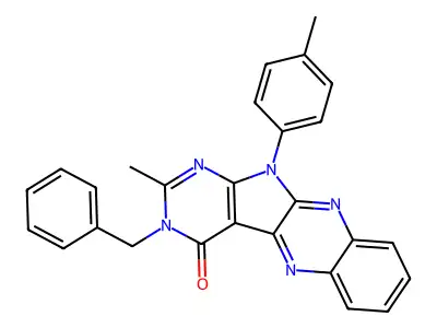 3,11-Dihydro-2-methyl-11-(4-methylphenyl)-3-(phenylmethyl)-4H-pyrimido[5',4':4,5]pyrrolo[2,3-b]quinoxalin-4-one structure