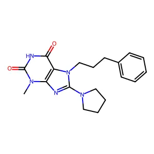 3-methyl-7-(3-phenylpropyl)-8-(pyrrolidin-1-yl)-1H-purine-2,6(3H,7H)-dione structure