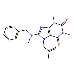 8-[Benzyl(methyl)amino]-1,3-dimethyl-7-(2-methylprop-2-enyl)purine-2,6-dione structure