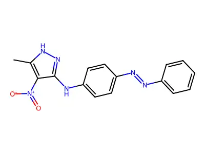 5-methyl-4-nitro-N-{4-[(E)-phenyldiazenyl]phenyl}-1H-pyrazol-3-amine structure